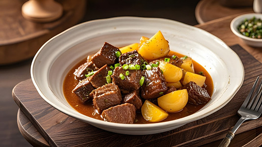 土豆炖牛腩的美味乡村风情菜肴