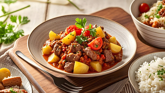 色香味俱全的土豆炖牛腩经典中餐美味