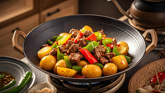 土豆炖牛腩的视觉与味觉美食享受