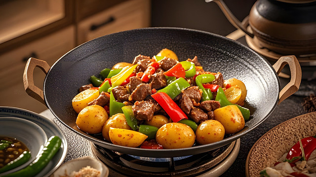 土豆炖牛腩的视觉与味觉美食享受