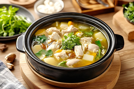 一砂锅炖鸡汤美食