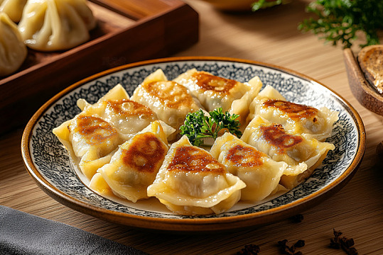 美味的一盘煎饺子