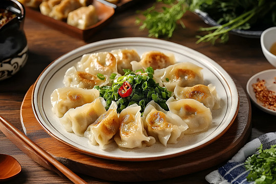 一盘美味的煎饺子