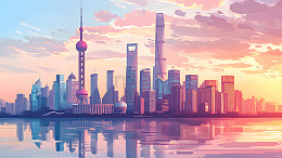 扁平上海城市建筑插画