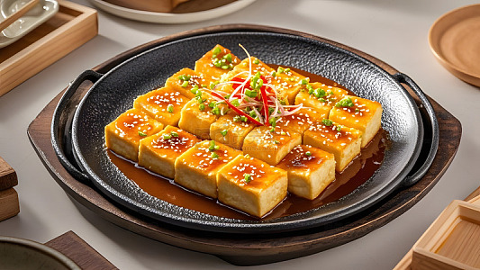 香嫩铁板豆腐中式经典小吃