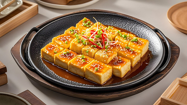 香嫩铁板豆腐中式经典小吃