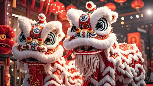 绚丽的舞狮展现传统文化