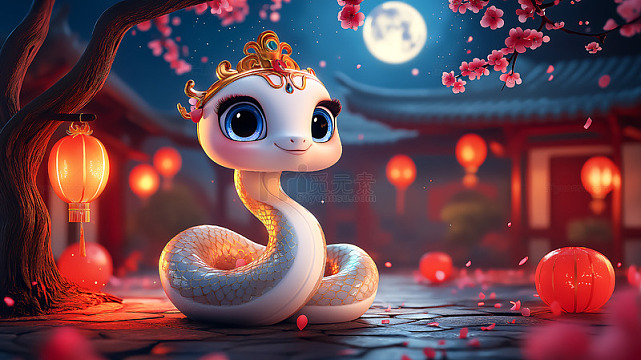 春节生肖蛇年形象可爱