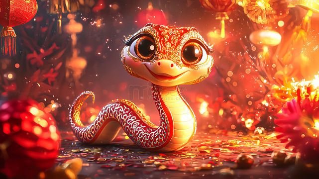 春节生肖喜庆蛇年