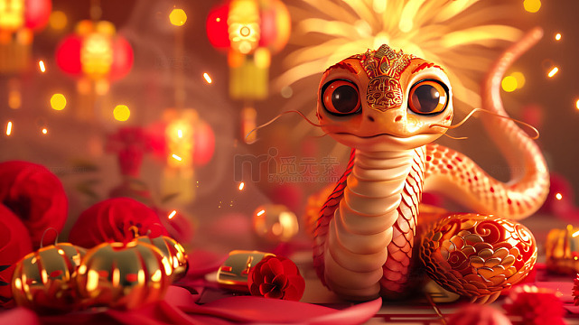 春节生肖蛇年喜庆