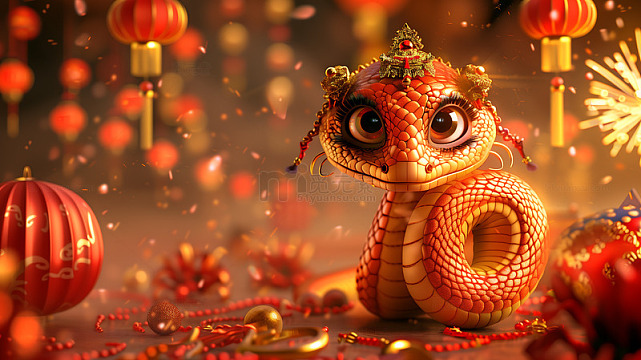 春节生肖形象蛇年