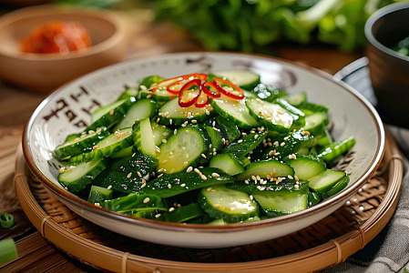 一盘美味的凉拌黄瓜