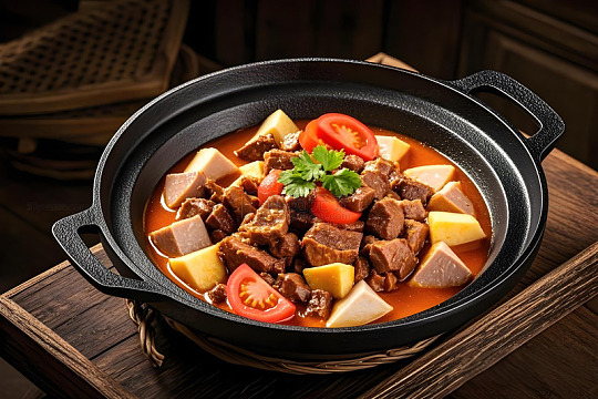 牛腩番茄芋头煲美食摄影