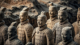 秦朝兵马俑坑摄影图