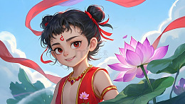 哪吒国风插画人物背景