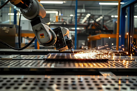 工厂内的机器钻头焊接