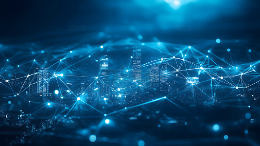 科技感十足的城市夜景鸟瞰图