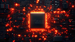 微芯片电路板的特写展示