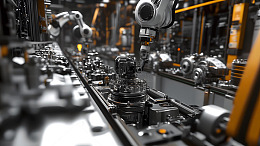 工业机械手臂在自动化生产线上作业