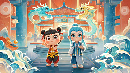 哪吒三太子灵珠子敖丙神话卡通
