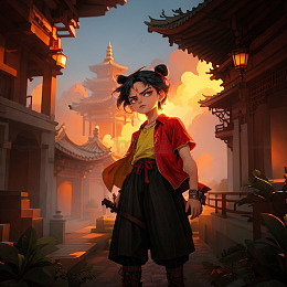 哪吒三太子插画背景