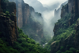 岩石山谷自然美景