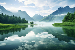 绿水青山湖泊美景