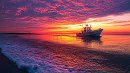夕阳海滩海水