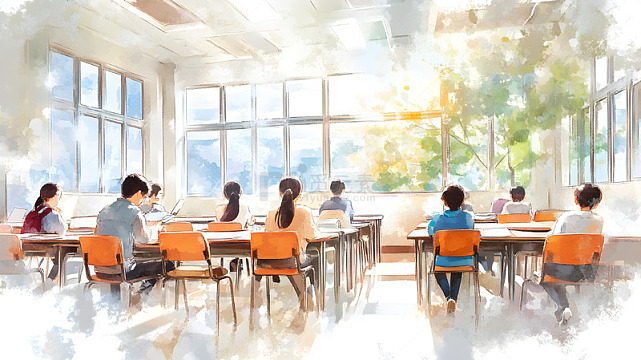 开学季学生在教室学习