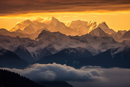 日照金山雪山美景