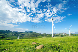 山坡草地上的风力发电机