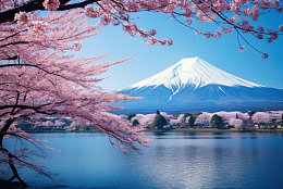 日本富士山樱花美景