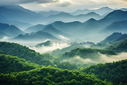 连绵起伏的森林美景