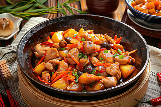 土豆炖鸡肉美食