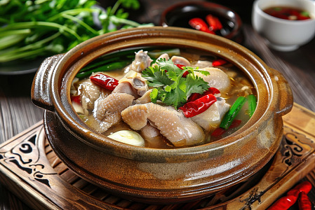 一锅鸡肉煲汤