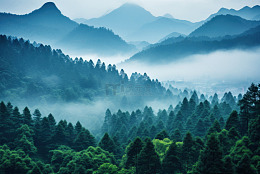 森林自然云雾美景