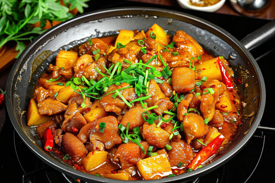 一铁锅土豆炒鸡肉