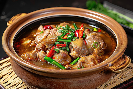 一砂锅炖鸡肉