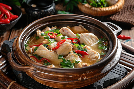 一砂锅炖鸡肉煲