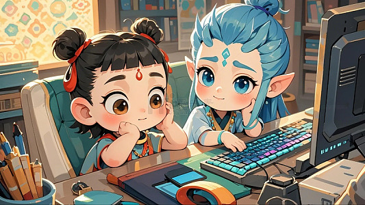 Q版 哪吒  敖丙 上班