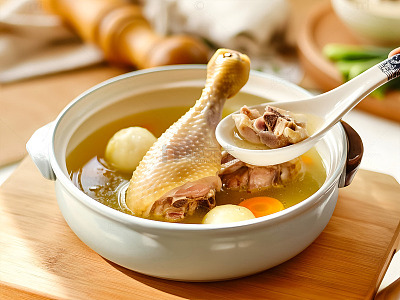 营养美味炖鸡汤美食摄影