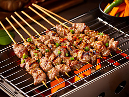 火焰烤羊肉串美食摄影