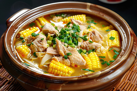 玉米炖鸡肉食物