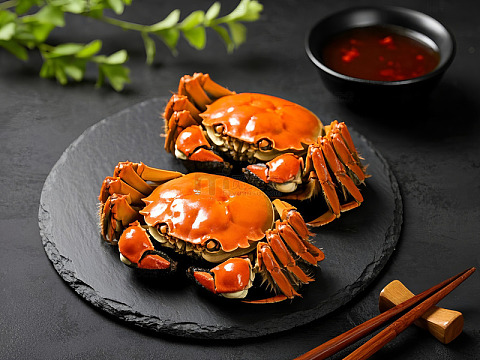 清蒸大闸蟹美食摄影图