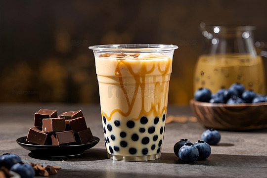 美味的珍珠奶茶摄影图