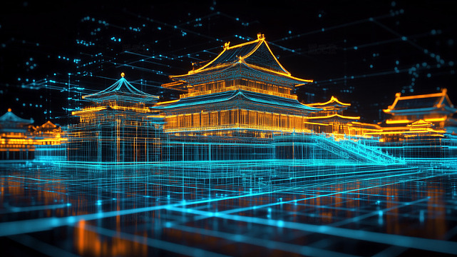 北京故宫科技线条建筑