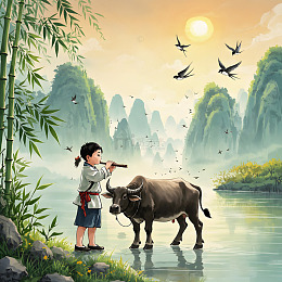 清明节牧童元素