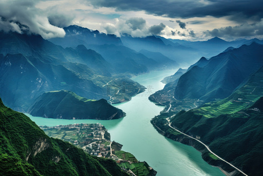 长江大河山脊美景