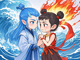 哪吒敖丙Q版背景图