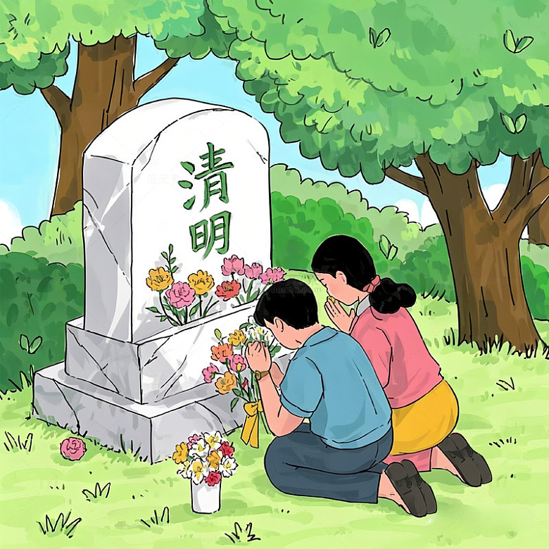 清明墓前的缅怀